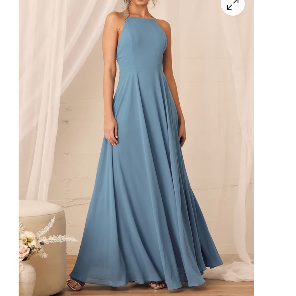 Lulus slate blue mythical kind of love formal maxi dress